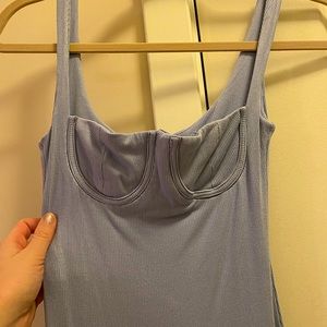 Princess Polly Light Blue MIDI Dress - Ribbed